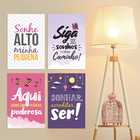 Kit Placa Decorativa MDF Frases Infantis Menina 4un
