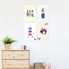 Kit Placa Decorativa MDF Maquiagem 4un 20x30cm