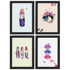 Kit Placa Decorativa MDF Maquiagem 4un 20x30cm