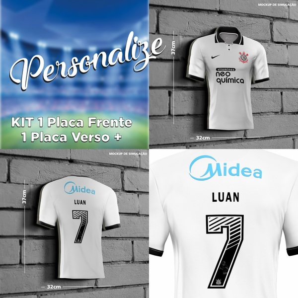 Kit Placa Decorativa Modelo Camiseta Corinthians 2020 Pdtpau0