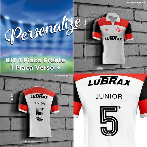 Kit Placa Decorativa Modelo Camiseta Flamengo Branca 1992 Pdt
