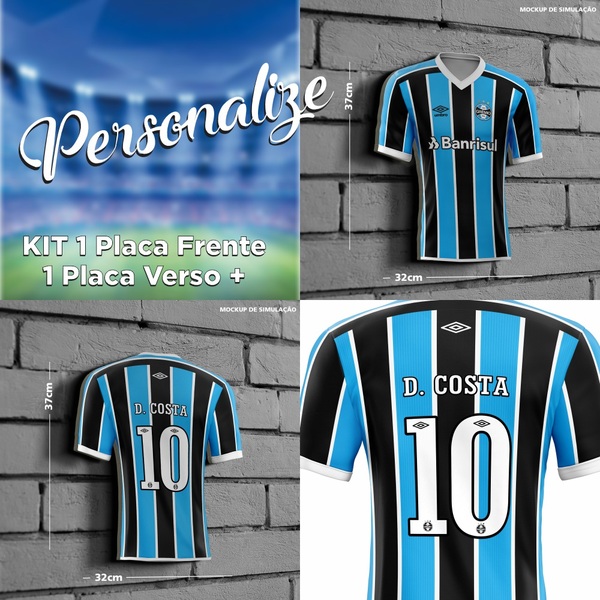 Kit Placa Decorativa Modelo Camiseta Grêmio 2021 Pdtgau002kit