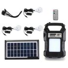 Kit Placa Solar 3 Emergencia Lampada Radio Fm Central Com Bat
