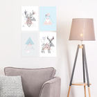 Kit Placas Decoração Minimalista Alce Cinza e Rosa 20x30cm