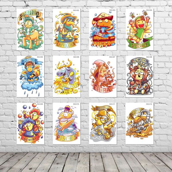 Kit Placas Decorativas Coleção Completa Signos Zodíaco Infant