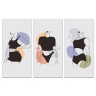 Kit Placas Quadros Decorativos 3 Pç 30x60 Silhuetas