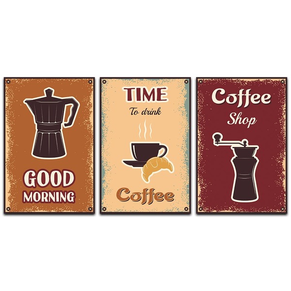 Kit Placas Quadros Decorativos 3 Pçs 20x30 Cantinho Do Café -