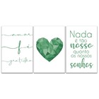 Kit Placas Quadros Decorativos 3 Pçs 20x30 Coração Cores - Ve