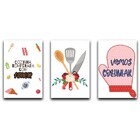 Kit Placas Quadros Decorativos 3 Pçs 20x30 Cozinha