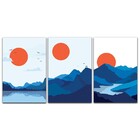 Kit Placas Quadros Decorativos 3 Pçs 20x30 Horizonte Azul