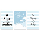 Kit Placas Quadros Decorativos 3 Pçs 20x30 Infantil Menino -