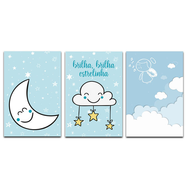 Kit Placas Quadros Decorativos 3 Pçs 20x30 Infantil Menino -