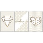 Kit Placas Quadros Decorativos 3 Pçs 20x30 Love Cores - Branco