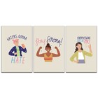 Kit Placas Quadros Decorativos 3 Pçs 20x30 Poder Feminino