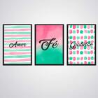 Kit Placas Quadros Decorativos 3 Peças Mdf 20x30 Sala Quarto