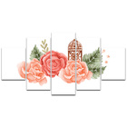 Kit Placas Quadros Decorativos 5 Pç 3d Borda Infinita Flores