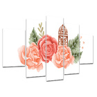 Kit Placas Quadros Decorativos 5 Pç 3d Borda Infinita Flores