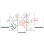 Kit Placas Quadros Decorativos 5 Pçs 3d Borda Infinita Flor