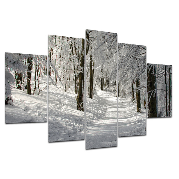 Kit Placas Quadros Decorativos 5 Pçs 3d Borda Infinita Neve