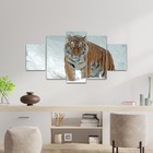 Kit Placas Quadros Decorativos 5 Pçs 3d Borda Infinita Tigre