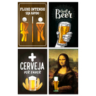 Kit Placas Quadros Decorativos Cerveja Frases 4 Pçs 20x13 Cm