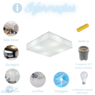 Kit Plafon De Sobrepor Quadrado Acrílico 30x30 C/ Lâmpada Bul