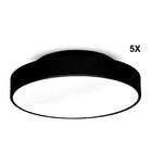 Kit Plafon Painel Redondo 25cm Para 2 Lâmpadas Preto 5 Peças