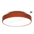 Kit Plafon Painel Redondo 30cm Para 2 Lâmpadas Cobre 3 Peças