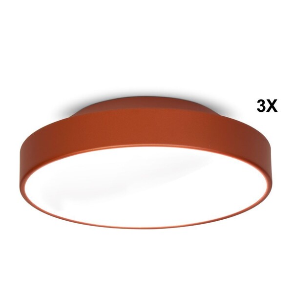 Kit Plafon Painel Redondo 30cm Para 2 Lâmpadas Cobre 3 Peças