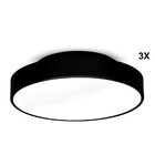 Kit Plafon Painel Redondo 35cm Para 2 Lâmpadas Preto 3 Peças