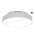 Kit Plafon Painel Redondo Para 2 Lâmpadas Branco 2 Peças