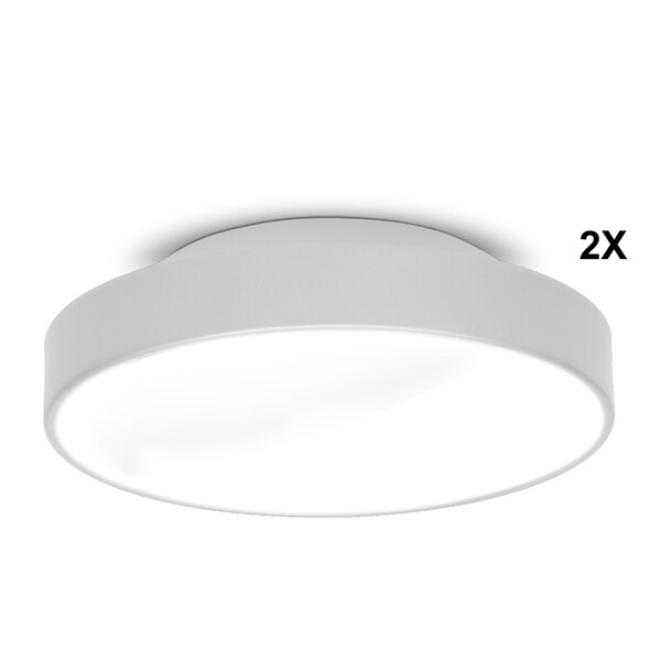 Kit Plafon Painel Redondo Para 2 Lâmpadas Branco 2 Peças