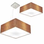 Kit Plafon Quadrado Md-3002 E Pendente Md-4032 Cúpula Em Teci