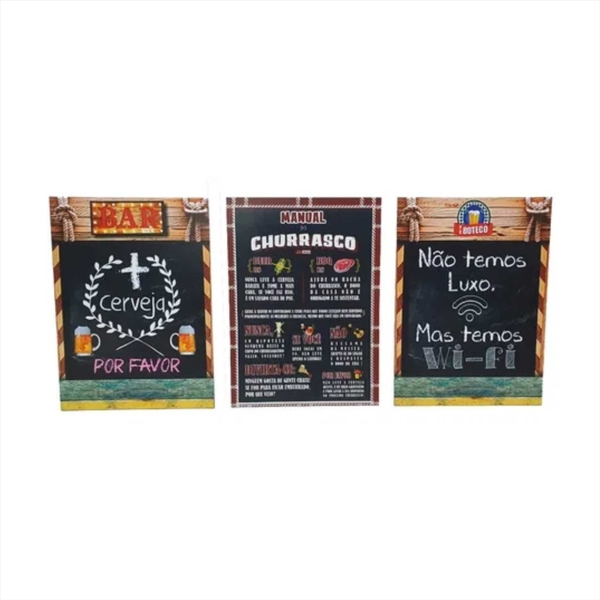 Kit Plaquinhas Decorativas Área De Churrasco 20x30