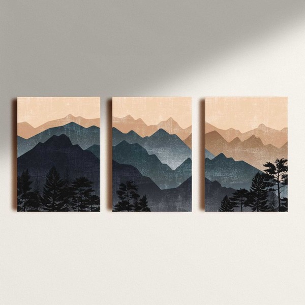 Kit Plaquinhas Decorativas Paisagem Montanhosa 20x30