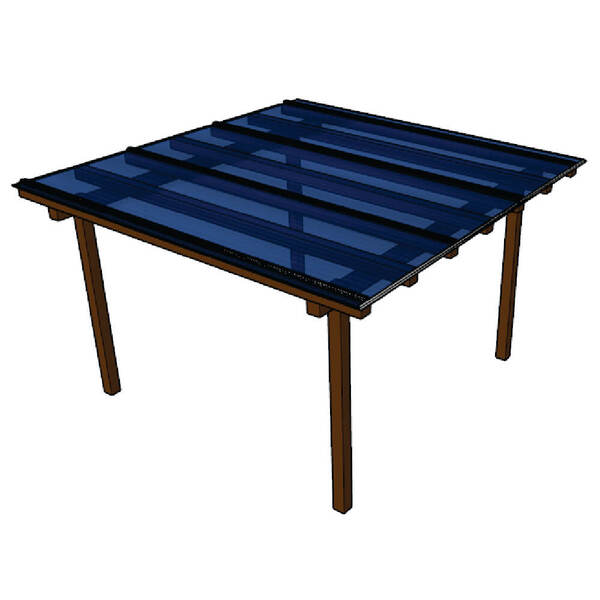 Kit Policarbonato Azul 4mm 3,00m X 3,00m - Perfis Naturais