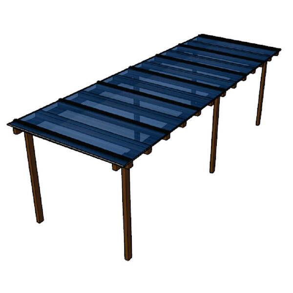 Kit Policarbonato Azul 4mm 6,00m X 3,00m - Perfis Naturais