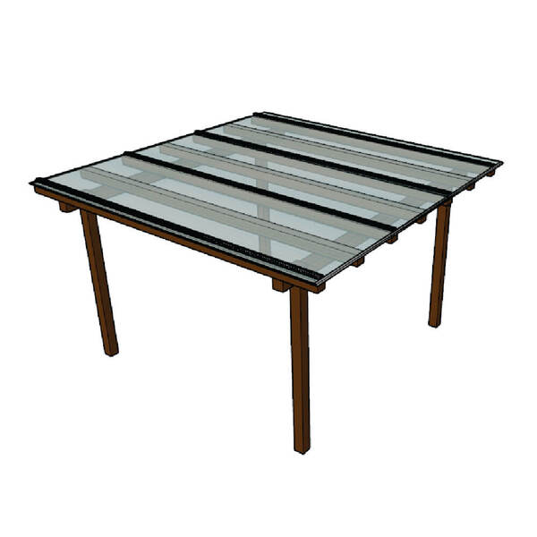 Kit Policarbonato Cristal 4mm 3,00m X 3,00m - Perfis Bronze