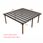 Kit Policarbonato Cristal 6mm 6,00m X 6,00m - Perfis Naturais