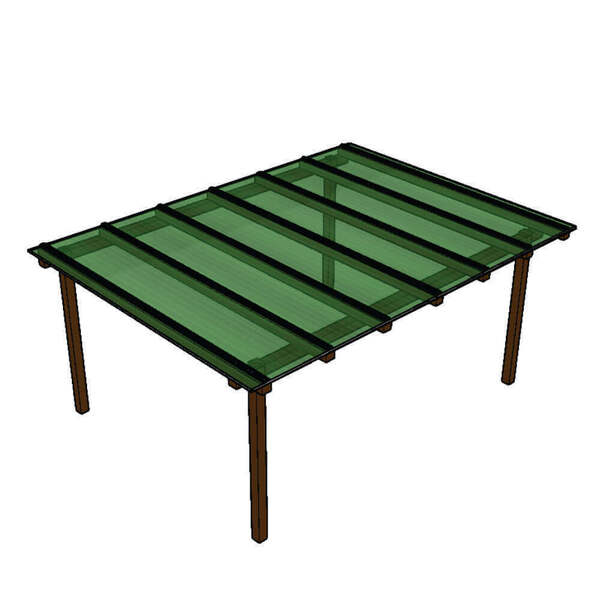 Kit Policarbonato Verde 6mm 4,00m X 3,00m - Perfis Naturais