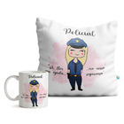 Kit Policial Feminino Caneca E Almofada Cabelo:loiro Liso