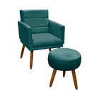 Kit Poltrona + Puff Nina Para Sala Em Veludo Ciano Star Confo