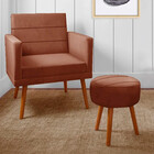 Kit Poltrona + Puff Nina Para Sala Em Veludo Terracota Star C