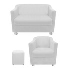 Kit Poltrona  Namoradeira Tilla E Puff Dado Corano Branco - A