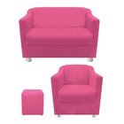 Kit Poltrona  Namoradeira Tilla E Puff Dado Corano Pink - Ama