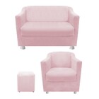 Kit Poltrona  Namoradeira Tilla E Puff Dado Corano Rosa Bebê