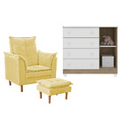 Kit Poltrona Amamentação Ariel Amarelo E Cômoda Sapateira Fro