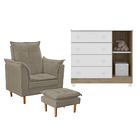 Kit Poltrona Amamentação Ariel Cappuccino E Cômoda Sapateira