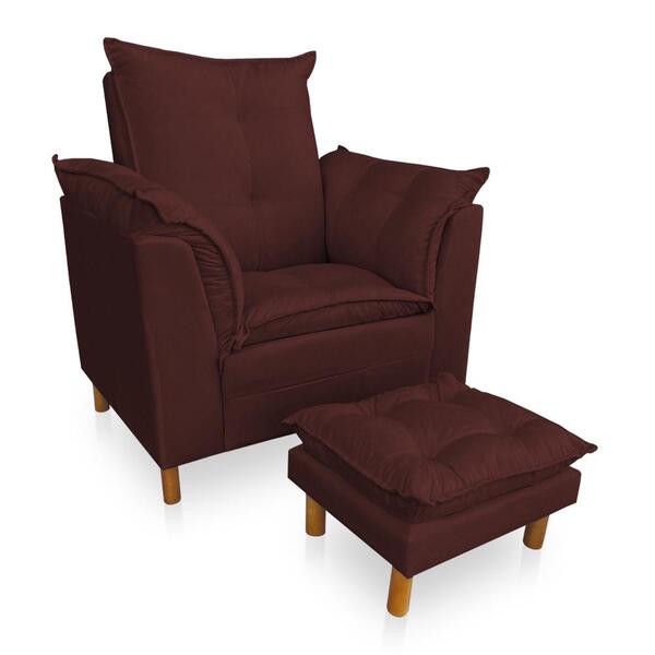 Kit Poltrona Amamentação Sara + Puff Suede Marsala Dal Poz Es