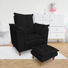 Kit Poltrona Amamentação Sara + Puff Suede Preto Dal Poz Esto